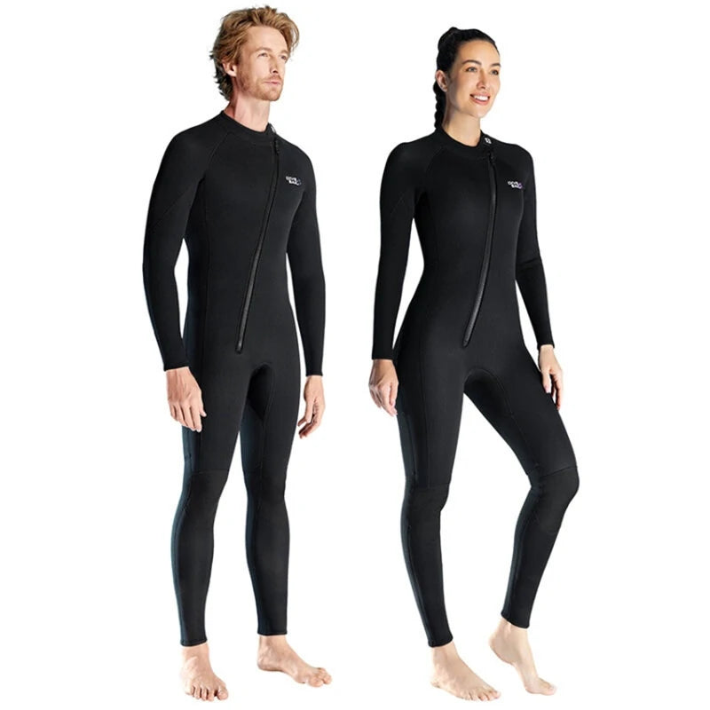 DIVE&SAIL 3mm Warm Neoprene Long Sleeve Wetsuit High Elasticity Wear-resistance Diving Suit Thermal Suit for Surfing Snorkeling Diving Swimming