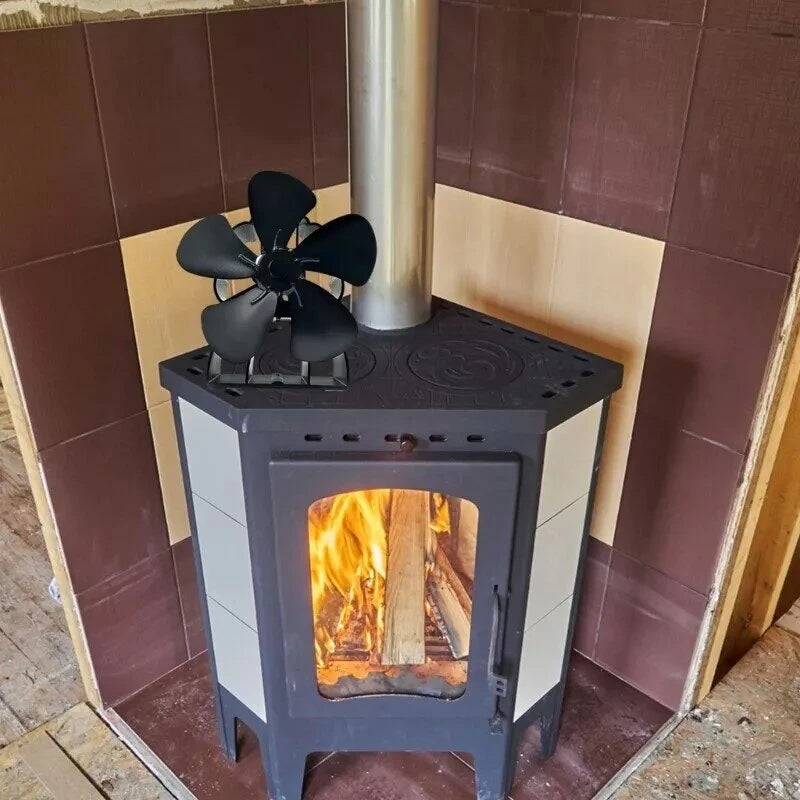 DY565J Energy Saving Fireplace Fan 5 Blade Oven Quiet SafeHeat Powered Stove Fan No Electricity Log Wood Burner Eco Friendly Fan