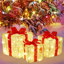 3 Sets Of Christmas Transparent Warm Light With Red Bow Christmas Gift Box LED Decorative Lights Warm Light for Christmas Tree Decorations