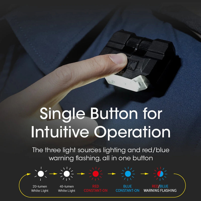 NITECORE CL10 Versatile Clip-on Light Ultra Lightweight Chest Lamp/Shoulder Lamp/Hat Lamp With Red Blue Light Night Light SOS Signal Light