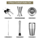 6PCS Stainless Steel Cocktail Shaker Set Professional Martini Drink Mixer Tool Set for Home Bar Party