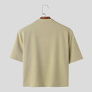 INCERUN Mens Coats Fashion-forward Male Zip-Up Jacket - Japanese and Korean Style Solid Color Short Sleeve Male Clothing