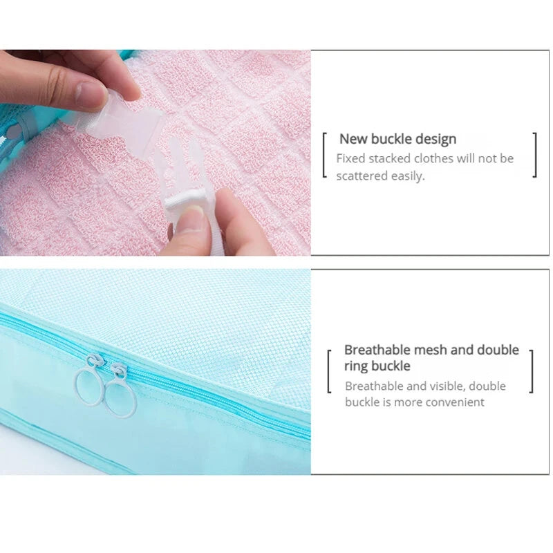 290T 7-Piece Waterproof Travel Storage Bag For Clothing Storage Luggage Foldable Clothes Shoes Underwear Portable Storage Bag Dustproof Luggage Bag