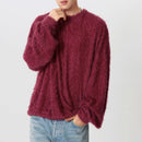 INCERUN Men's Solid Color Sweater Casual Comfy Oversized Faux Fur Long Sleeve Sweater Plus Size Crew Neck Pullover Sweater for Men Fall Winter