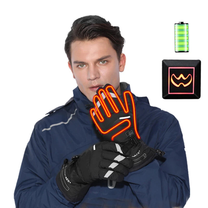WARMSPACE 3-Modes Electric Heated Gloves  Full Fingers Heating Winter Gloves Men Women Waterproof Tactical Mittens