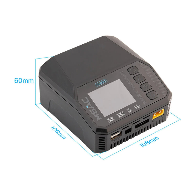 Toolkitrc M6AC AC 100W DC 300W 15A with IPS 2.0 Inch LCD Screen Balance Charger Discharger for 1-6S LiPo LiHv LiFe Lilon 1-16S NiMH 1-10S PB Battery