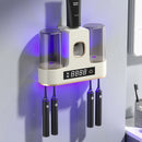 Smart Toothbrush Sterilizer UV Light Toothbrush Holder Toothpaste Squeezer Dispenser Wall Mounted UV Sterilization Drying Toothbrush Storage Rack