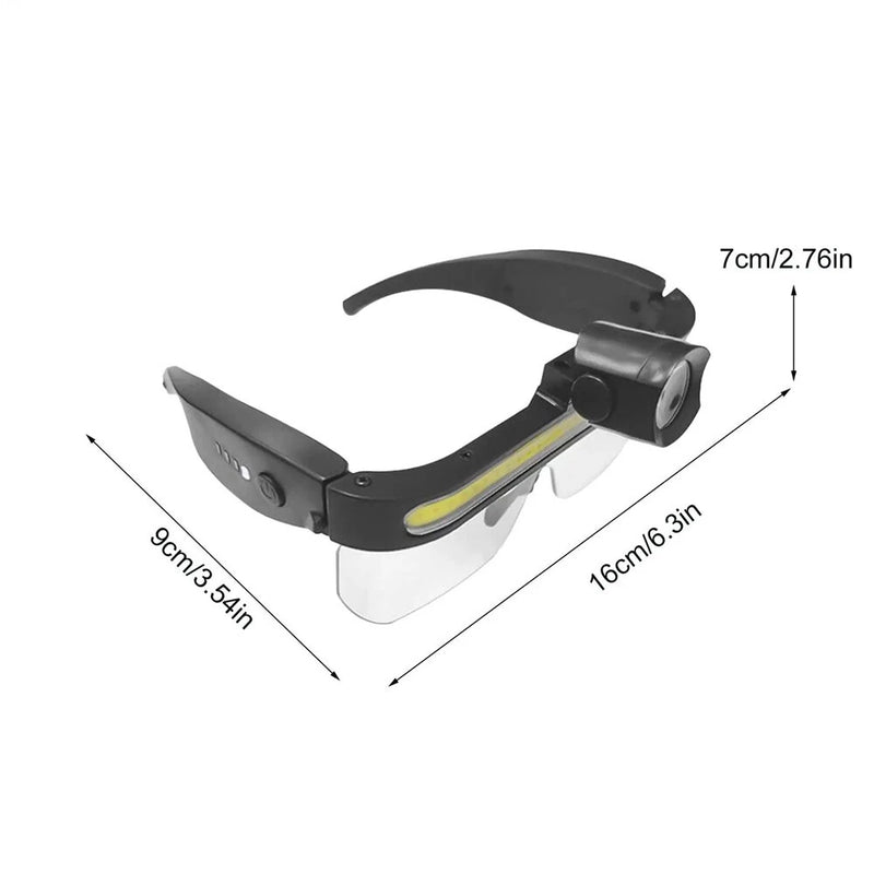 LED Safety Glasses Light USB Charging Multi-Function Full-View Large Floodlight For Outdoor Cycling Fishing Camping LED Headlight