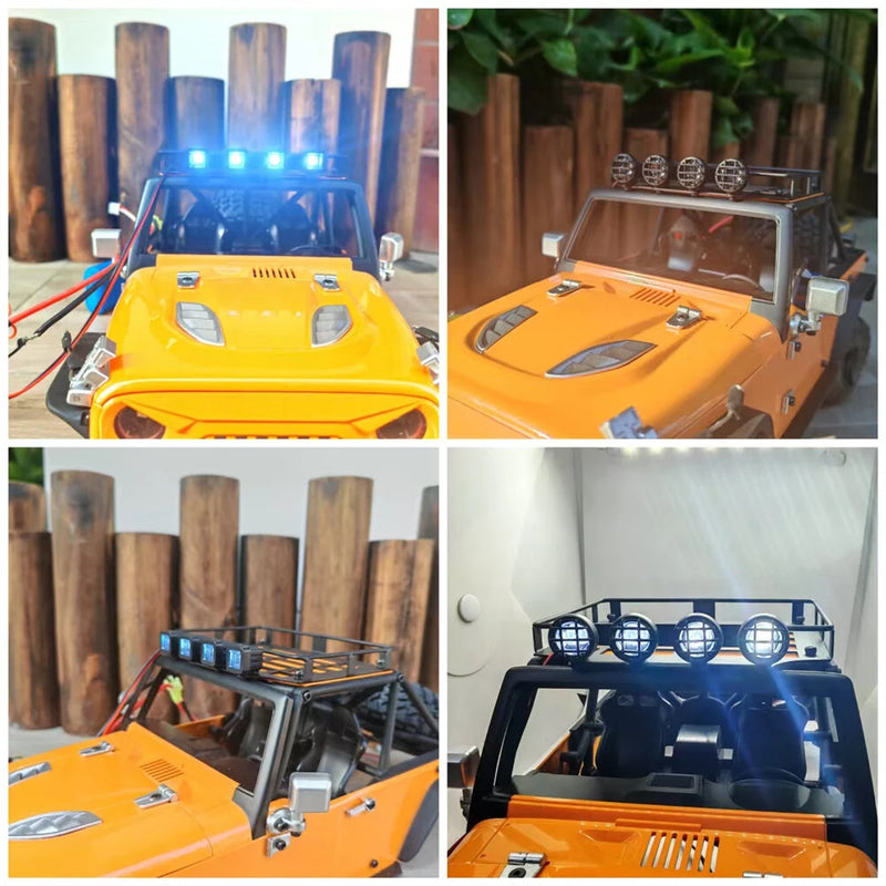 Luggage Rack with Light For MJX 1/12 H12Y RC Car Spare Vehicle Parts Models Accessories