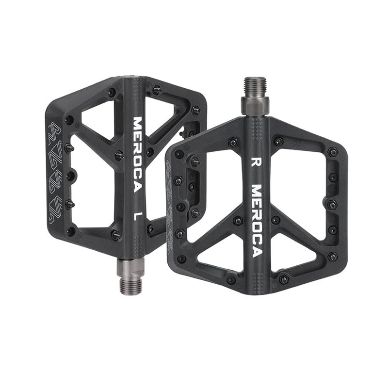 MEROCA Bicycle Pedals Mountain Bike Pedals Lightweight Nylon Bearing Lubricated Width Non-slip Pedals for MTB Cycling