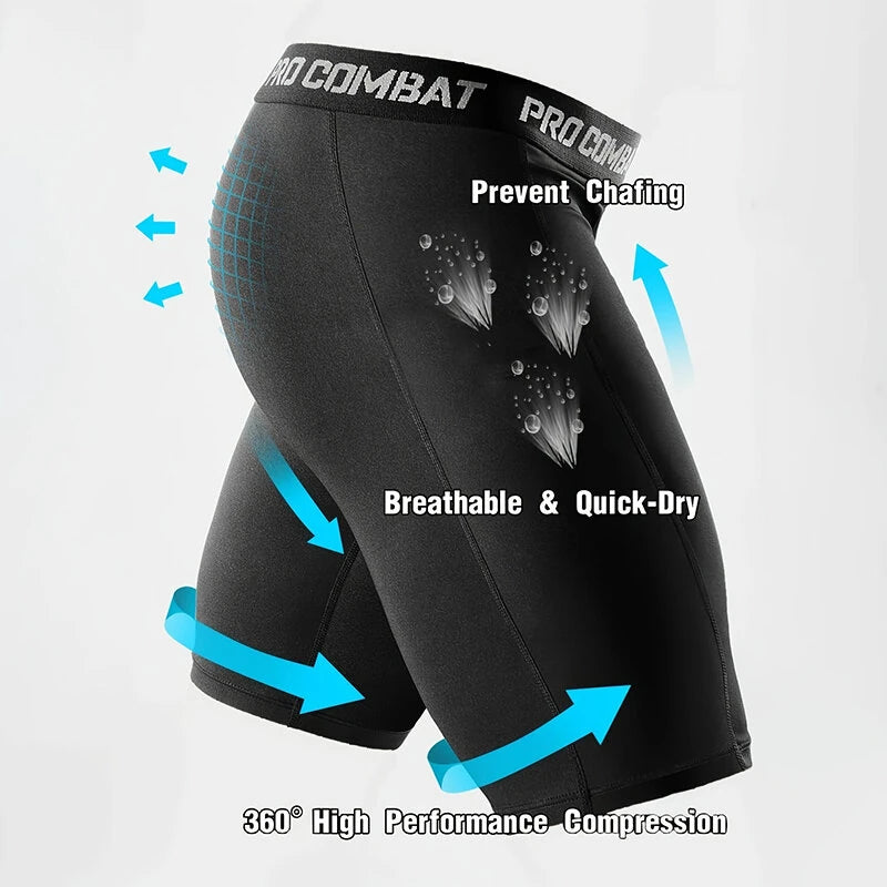 3 Pack Running Shorts Gym Workout Athletic Training Compression Underwear Cool Quick Dry Men's Underwear Long Leg Boxer Shorts