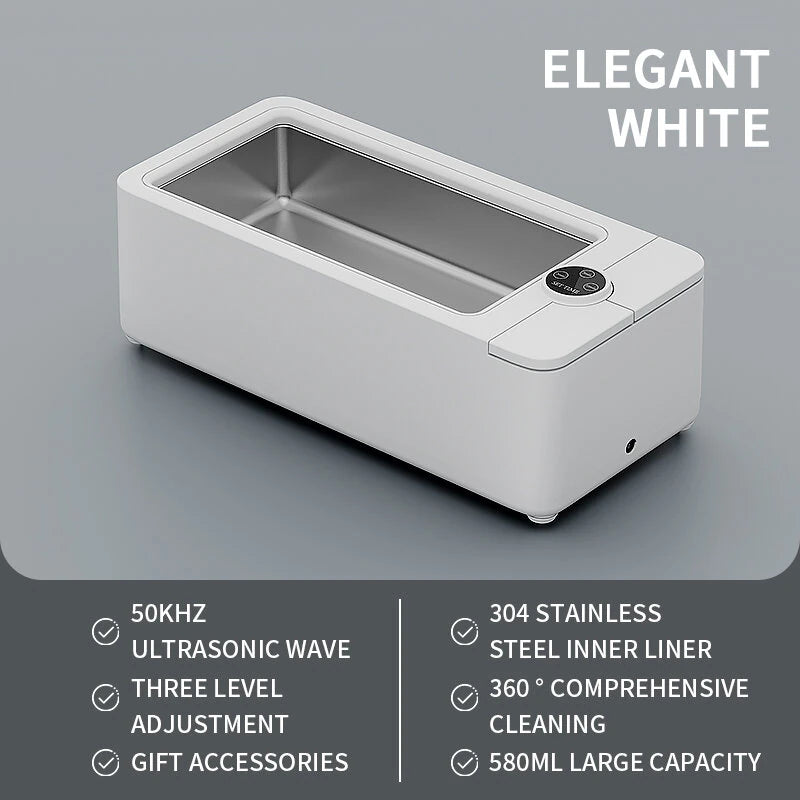 580mL High Frequency Household Ultrasonic Cleaning Machine for Glasses Braces Watch Dentures Jewelry Necklace Cleaning