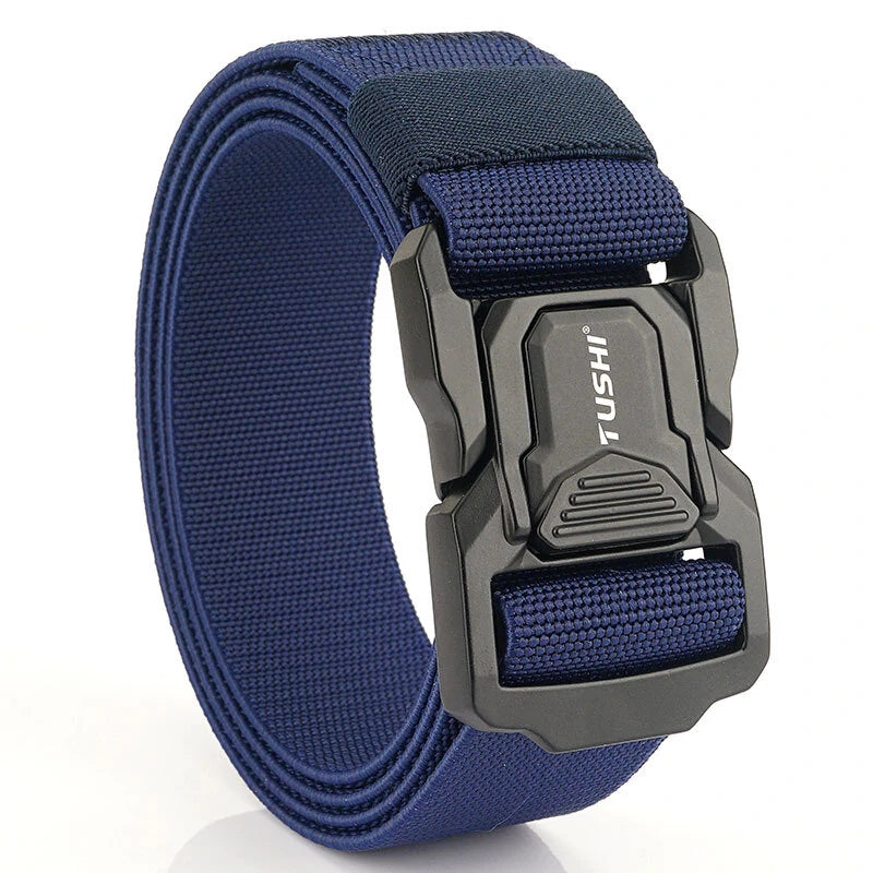 TUSHI Metal Quick Release Pluggable Buckle Tactical Belt Breathable Elastic Belt For Men Cowboy Outdoor Stretch Hunting Waistband
