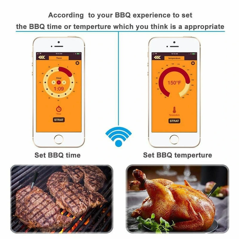 Wireless Smart BBQ Thermometer Bluetooth Probe with Phone App Display Baking Steaming Food Temperature Oven Temperature Kitchen Electric Thermometer Wireless Passive Oven Kitchen Electric High Temperature Probe