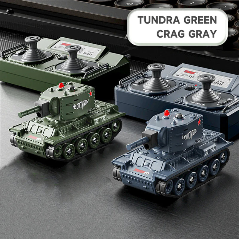 WENNANFENG BRRRRT 1/64 2.4G Mini RC Tank Desktop Simulation Battle Tracked Full Proportional Remote Control Shooting Vehicles Models with Infrared Combat 360 Rotating Turret Micro Toys