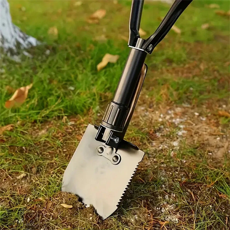 IPRee Outdoor Folding Shovel Steel Multifunctional Camping Tool Survival Shovel With Storage Bag For Outdoor Adventures