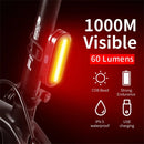 WEST BIKING 60LM 1000m Visibility Bicycle Taillight USB Rechargeable 360 Rotation Adjustment 6 Mode Flash Warning Lamp Waterproof Bike Rear Light for MTB Outdoor Night Cycling Safety