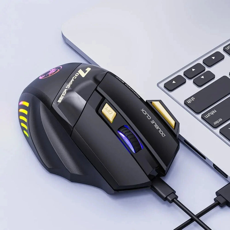 Wireless Gaming Mouse USB IMICE GW-X7 3200DPI Wired/Dual Mode BT+2.4G Rechargeable 7 Keys Silent Mouse 7-color Breathing LED