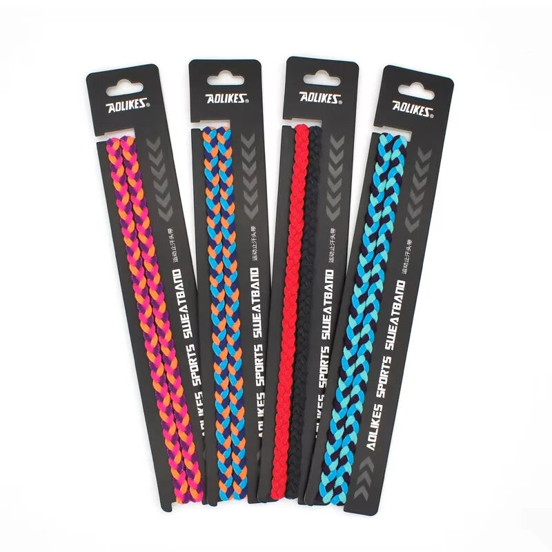 AOLIKES Weave Elastic Yoga Sweatband For Women Men Running Hair Bands Fitness Sweat Bands Sport Silicone antiskid Headband