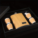 400ml Wood Grain Flask Set Stainless Steel Men's Small Hip Flask with Cup Funnel Metal Outdoor Portable Flask Portable Wine Kit