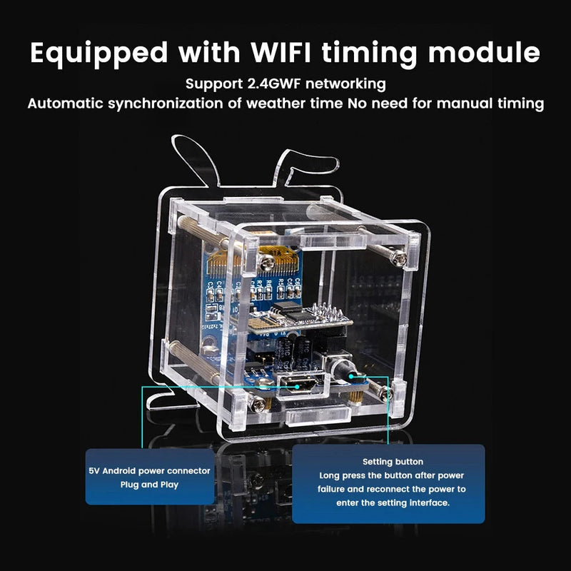 0.96 Inch ESP8266 Mini Weather Forecast Clock OLED Display Electronic Clock Diy Kit Support 2.4G Wifi Network With Case Fun Diy Soldering Loose Parts