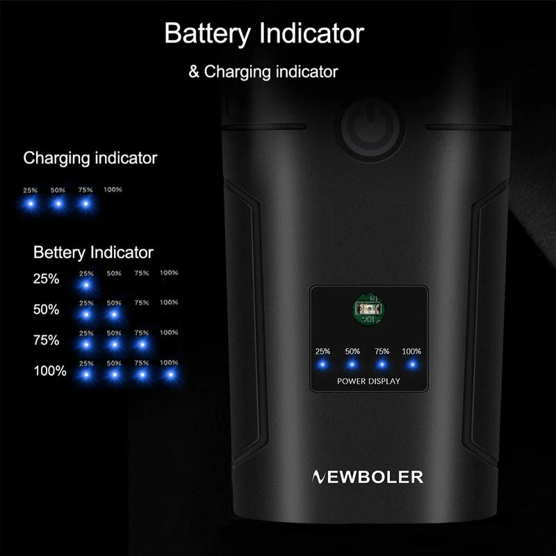 NEWBOLER Smart Bike Headlight 6000 Lumens Big Floodlight 10000mAh Battery Power Bank Waterproof Auto-light adjustment Front Light for MTB Road Cycling