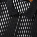 INCERUN Mens Striped See Through Lapel Collar Vest Comfortable Black Zipper Sleeveless Tank Top for Male