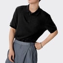 INCERUN Mens Solid Rib-Knit Short Sleeve Golf Shirt Comfy Fabric Lapel Top for Men