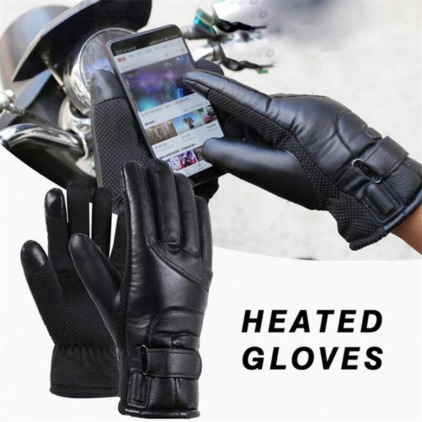TENGOO USB Electric Heated Thermostatic Gloves Waterproof PU Touchscreen Heated Gloves Winter Motorcycle Riding Hand Warm Gloves