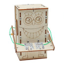 Wooden DIY Electric Powered Coin Eating Robot Puzzle Assembly Technology Small Production Creative Invention Mechanical Science Toy