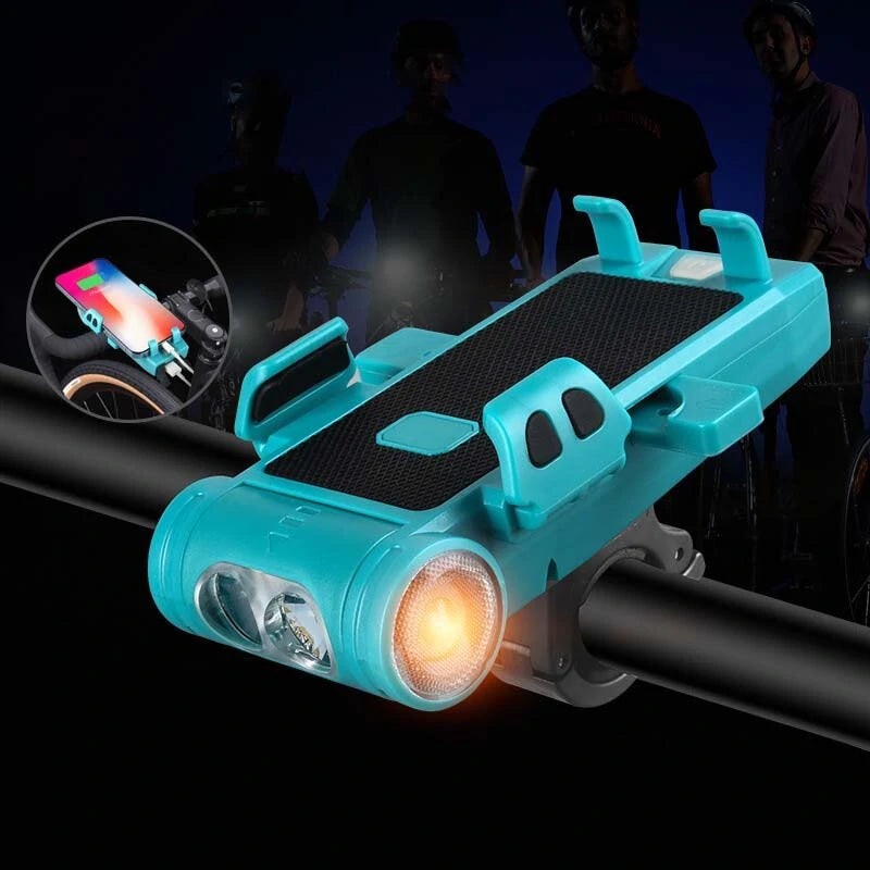 BIKIGHT 5-in-1 2000mAh/3500mAh 500LM Bike Light USB Rechargeable Power Bank Waterproof Phone Holder Headlight With Bike Horn