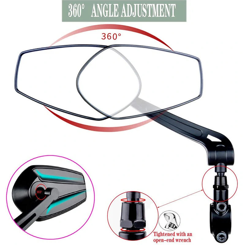 XANES 1 Pair HD View MTB Road Bike Mirrors 360 Adjustable Handlebar Rearview Mirror for Bicycle Motorcycle Accessories Rear Mirror