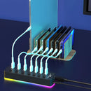 7 in 1 RGB USB3.0 Hub Docking Station with 5Gbps USB3.0*7 Multiports Splitter Adapter with Independent Switch for Phone Keyboard Mouse Printer MacBook Pro