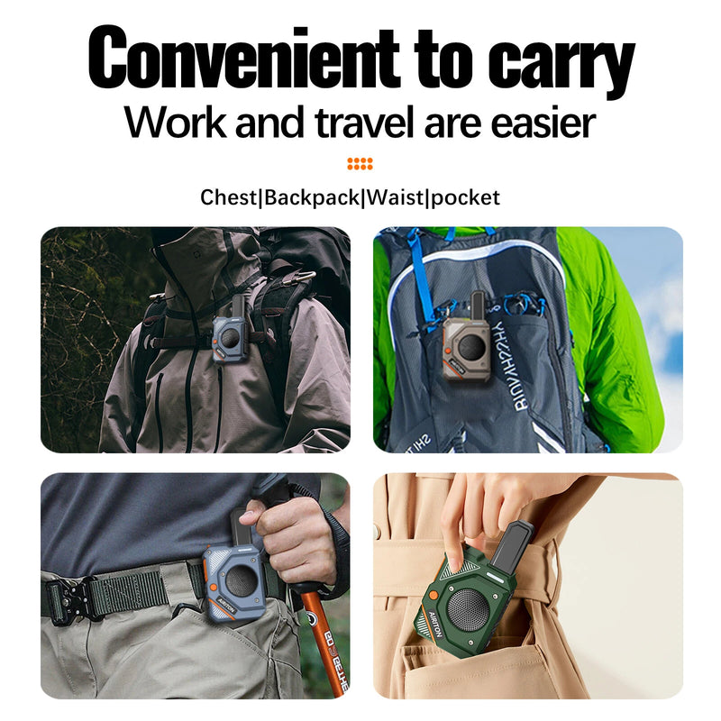 2Pcs AIRITON AI-168 Mini Walkie Talkie 5000mAh Rechargeable Battery Type-C Fast Charging FRS/PMR Long Range Portable Outdoor Communication Two-way Radio