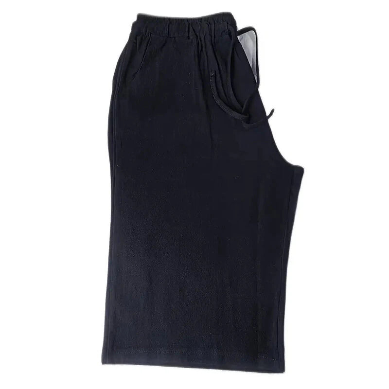 Men's Quick Dry Cotton Linen Shorts Summer Breathable Stripe Gym Running Pocket Cargo Beach Casual Five-point Pants Lightweight Comfortable