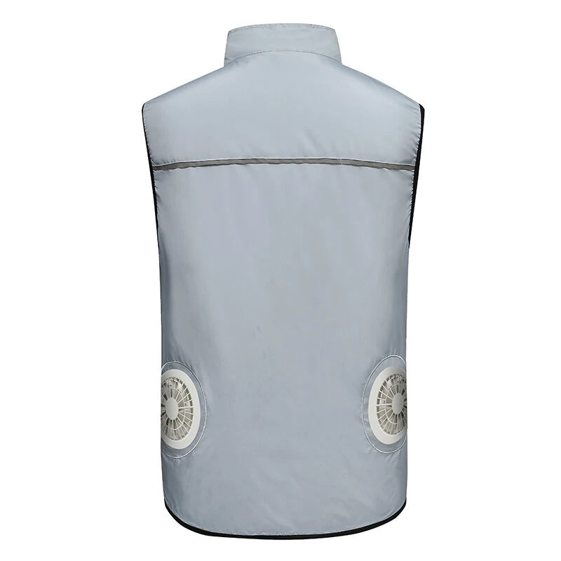 TENGOO Air Conditioning Clothing Vest Three Wind Speeds Heatproof Cooling Clothing USB Charging Sun Protection Continuous Cooling Jacket with Two Fans for Summer High Temperature Outdoor Work
