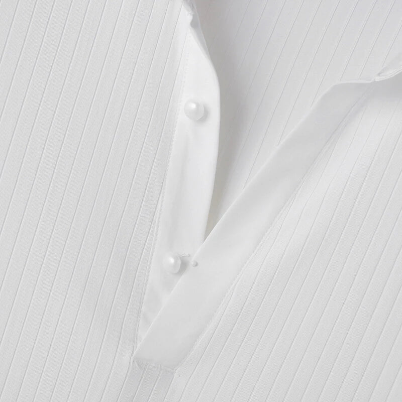 INCERUN Mens Solid Textured Casual Short Sleeve Shirt Fashion V-neck Lapel Top for Male