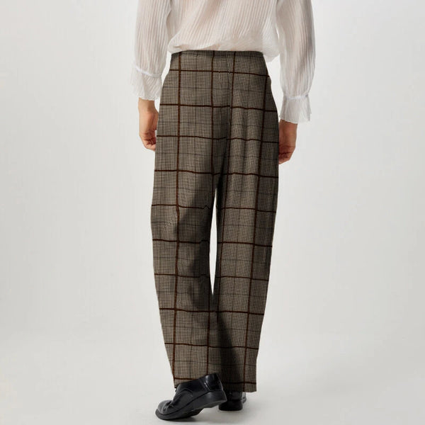 INCERUN Mens Twist Design Casual Long Pant Fashion Retro Striped Loose Fit Straight Trousers for Men