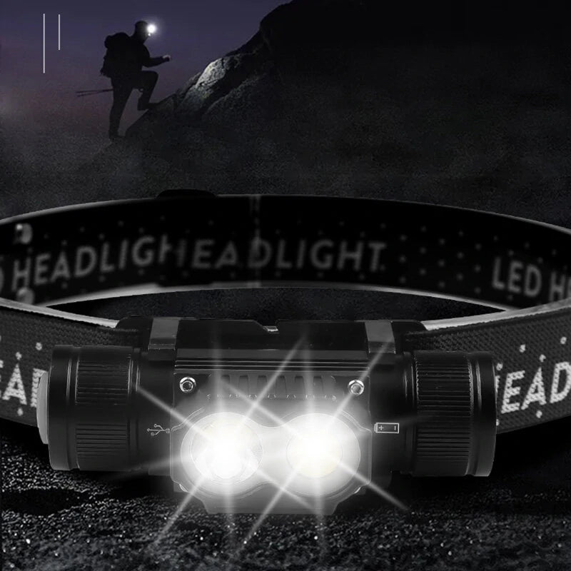 46G XTE+COB Outdoor Camping Headlamp 180LED Built in 800 mA 18650 Battery USB Rechargeable for Hiking Fishing Camping Waterproof Lamp Flashlight Headlamp