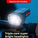 BIKIGHT Solar Rechargeable LED Bicycle Headlight Anti-glare Type-C Charging Waterproof Bike Front Light for MTB Night Riding Safety
