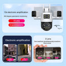 6MP WIFI IP Camera Triple Lens and View 360-Degree Panorama Night Vision Two-Way Audio Motion Detection Remote Monitoring IP66 Waterproof Outdoor Security EU Plug