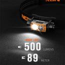 NICRON H15T 500LM High Brightness Headlamp Spot/Flood Double-Swich LED Flashlight LED Light Portable Waterproof Dual-Fuel Headlamp