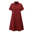 ZANZEA Elegant Style Women's Dresses Daily Short Sleeve Lapel Plaid Loose Midi Shirt Dress