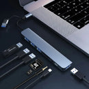 8-in-2 USB-C/USB3.0 Docking Station USB Adapter with USB3.0 USB2.0*3 USB-C Data SD/TF Card Reader Slot 3.5mm Audio Multiports USB Hubs for PC Laptop Computer