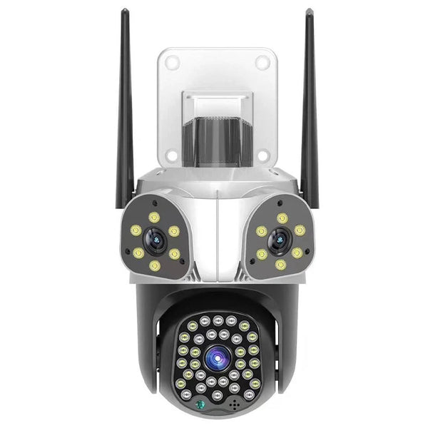 Guudgo 3MP+3MP+3MP Outdoor WiFi Cameras Three Screen View HD IP Camera Color Night Vision Human Detection Two-way Intercom IP66 Waterproof 360 Panoramic Surveillance Video Camera
