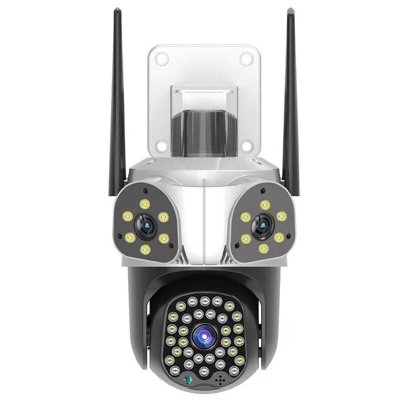 Guudgo 3MP+3MP+3MP Outdoor WiFi Cameras Three Screen View HD IP Camera Color Night Vision Human Detection Two-way Intercom IP66 Waterproof 360 Panoramic Surveillance Video Camera