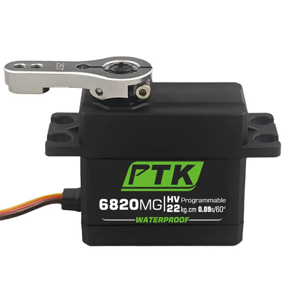 PTK 6820 MG 20kg High Torque 180 Stainless Steel Gear Metal Digital Waterproof RC Servo for Robot Fixed Wing Car and Aircraft Model