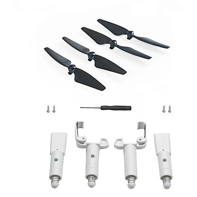 Spring Heightened Extended Landing Gear Skid Shock Absorber Leg Tripod with Propeller Props Blade Set for SJRC F22 / F22S 4K PRO RC Drone Quadcopter