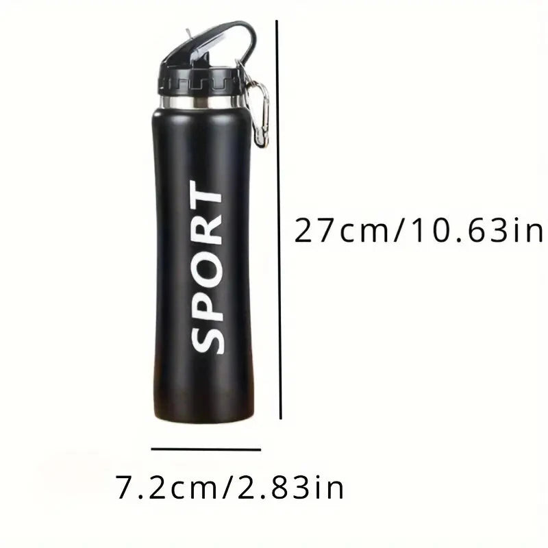 IPRee 600ml Double Wall Stainless Steel Insulated Sports Water Bottle, Leakproof Portable Vacuum Flask for Outdoor Hiking