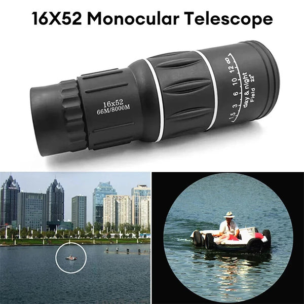 IPRee 16x52 Monoculars HD Powerful Long Distance Field of View Image Stabilization Waterproof For Wildlife Observation Hiking